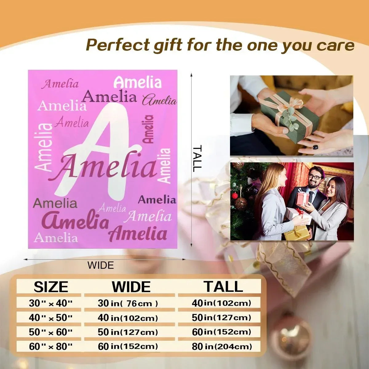 Your Letter and Name - Personalized Name Blanket: Pink & White Flannel Fleece Throw - Dream Dragons