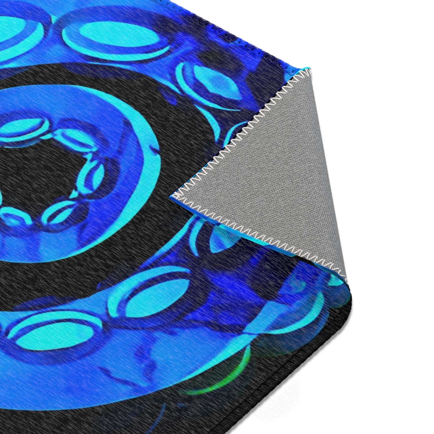 Bioluminescent Octopus Tentacle Area Rug – Electric Blue & Black Deep Sea Art | Non-Slip Backing | 6 Sizes | Fantasy Ocean Home Decor