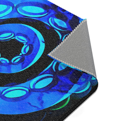 Bioluminescent Octopus Tentacle Area Rug – Electric Blue & Black Deep Sea Art | Non-Slip Backing | 6 Sizes | Fantasy Ocean Home Decor