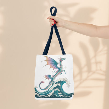Dragons and Waves Tote Bag, Dragon Lovers Gift