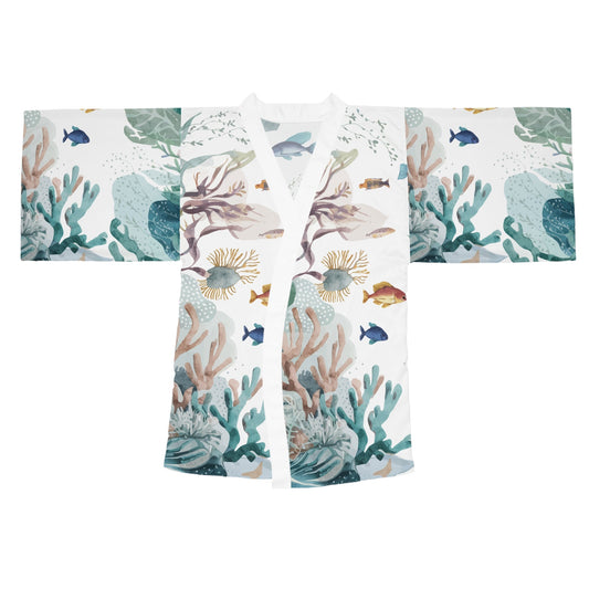 Ocean Scene Kimono - Lightweight Ocean-Inspired Wrap for Beach Cover-Ups, Resort Wear, and Summer Layering XS to 2XL