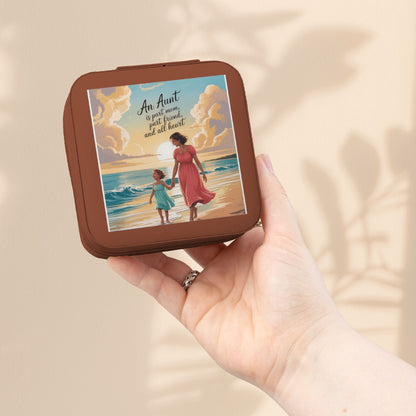 Aunt Jewelry Travel Case - "An Aunt Is Part Mom, Part Friend, and All Heart" Compact Zip Jewelry Organizer, Aunt Birthday Gift in 5 Colors