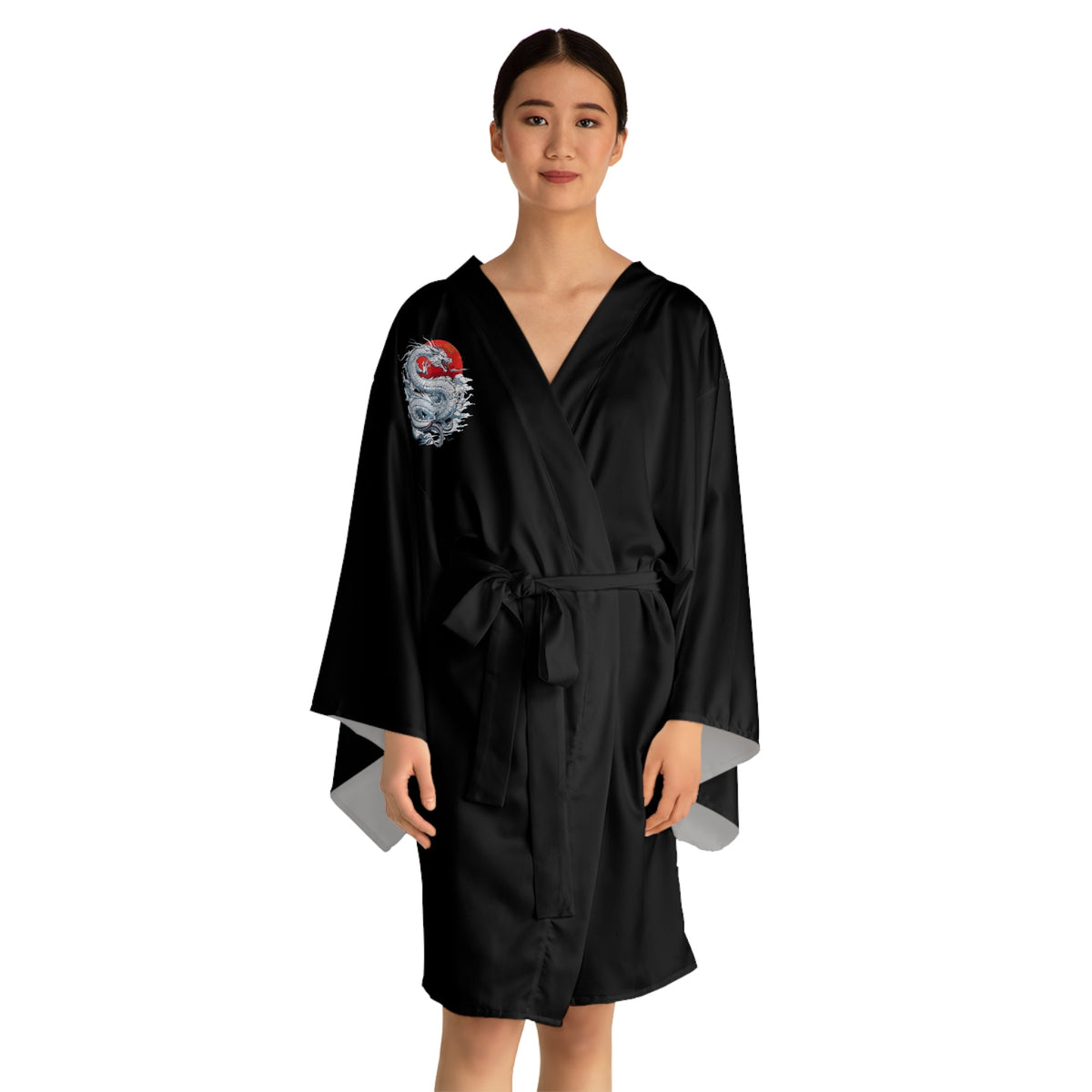 Emperor Dragon Kimono Robe - Long Sleeve Fantasy Dragon Wrap for Lounging, Resort Wear, and Statement Layering XS to 2XL