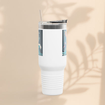 Fantasy-Inspired Insulated Travel Mug, 40oz - Perfect for Adventurers, Dragon and Ocean Lovers, Gift for Birthdays, Travel, and More