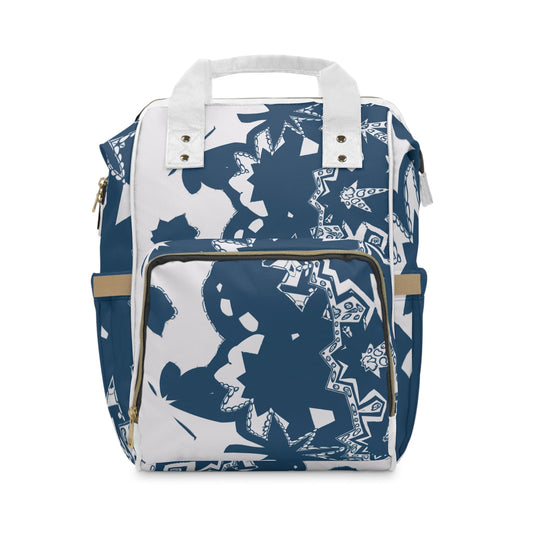 Navy & White Graphic Starburst Diaper Backpack – Converts to Changing Station | Large Capacity Nappy Bag | Modern Unisex Design | Baby Shower Gift