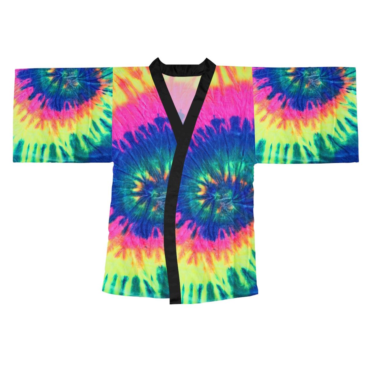Long Sleeve Tie Dye Kimono Robe - Colorful Boho Loungewear and Layering Cover Up