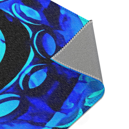 Bioluminescent Octopus Tentacle Area Rug – Electric Blue & Black Deep Sea Art | Non-Slip Backing | 6 Sizes | Fantasy Ocean Home Decor