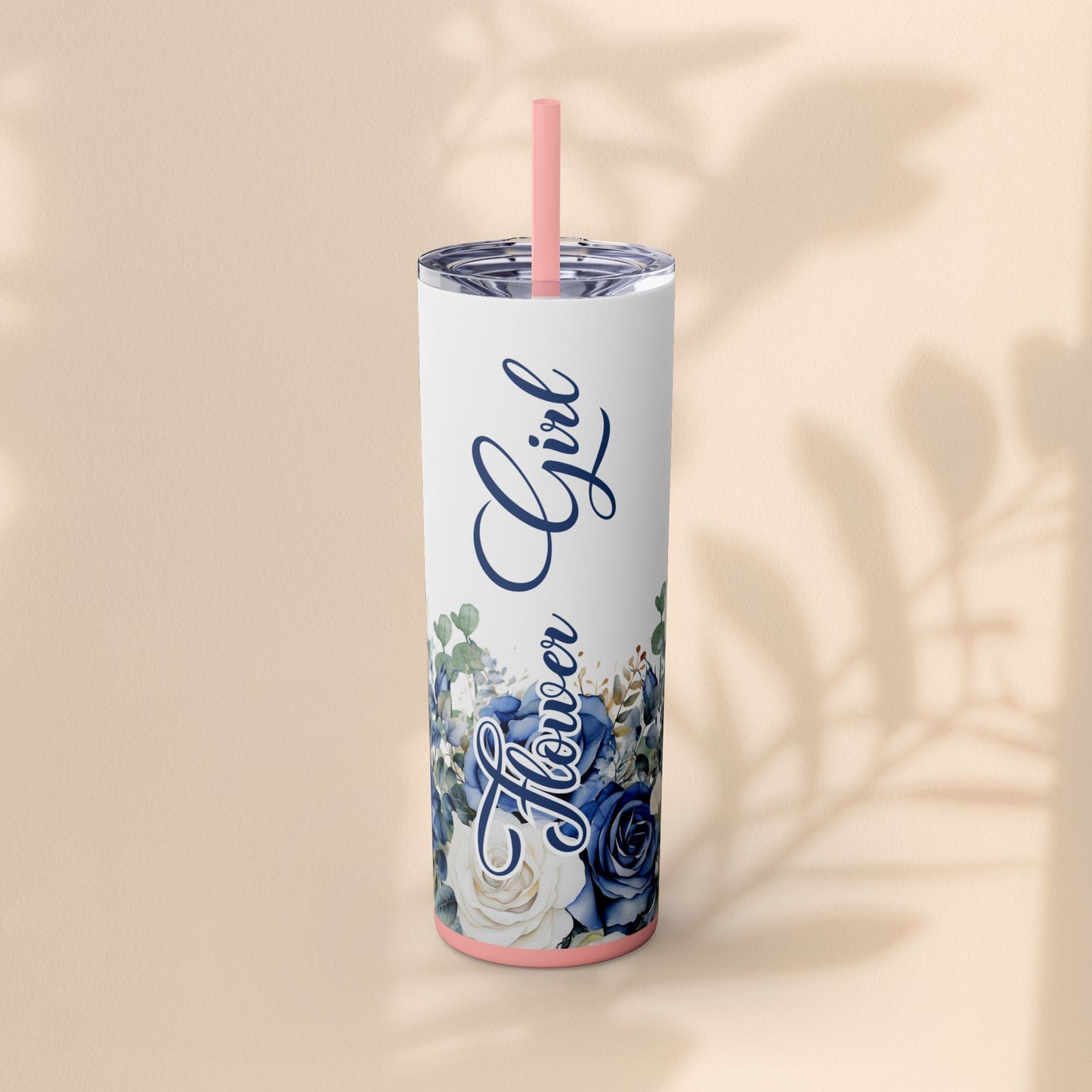 Flower Girl Skinny Tumbler with Straw, 20oz – Perfect Bridal Party Gift, Wedding Favor, Floral Drinkware, Summer Hydration