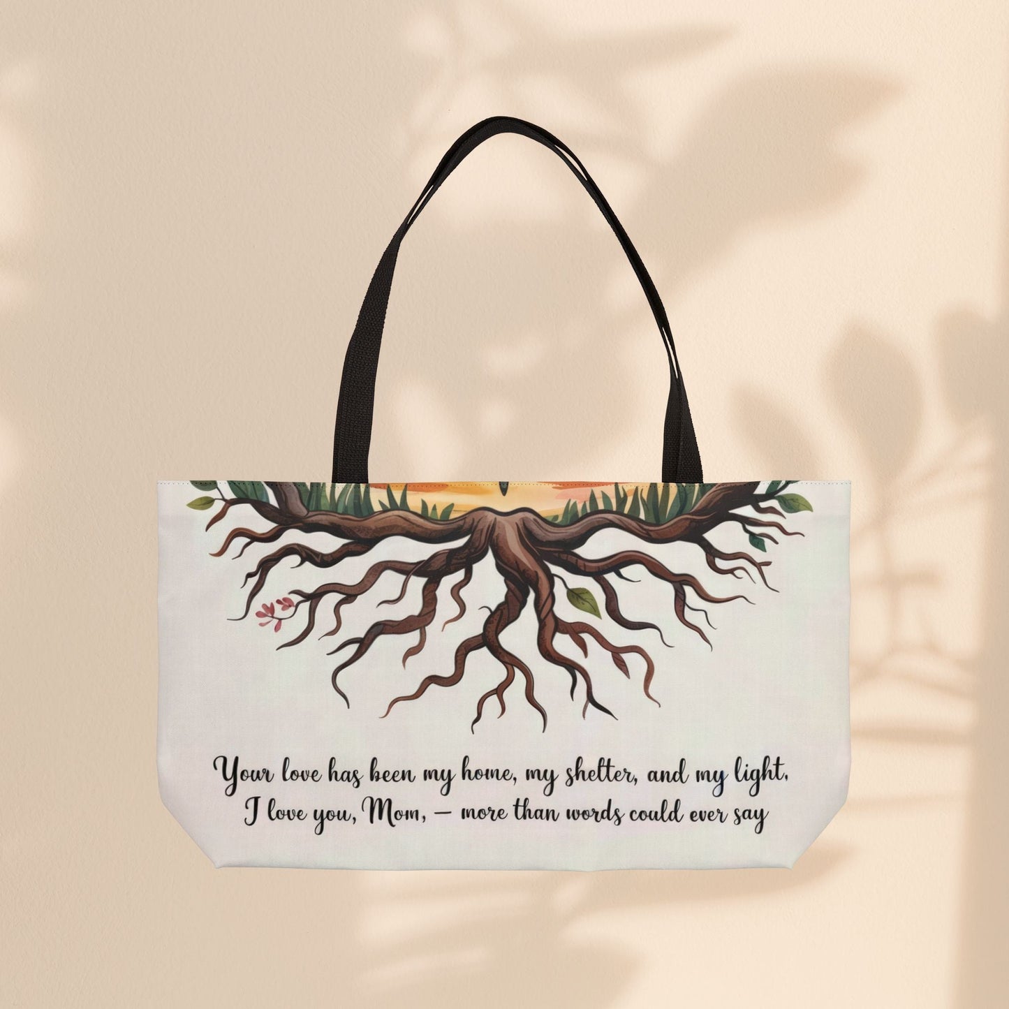 You Gave Me Roots to Grow and Wings to Fly Weekender Tote Bag – Monarch Butterfly & Cherry Blossom Design | 24” × 13” | All-Over Print | Gift for Mom