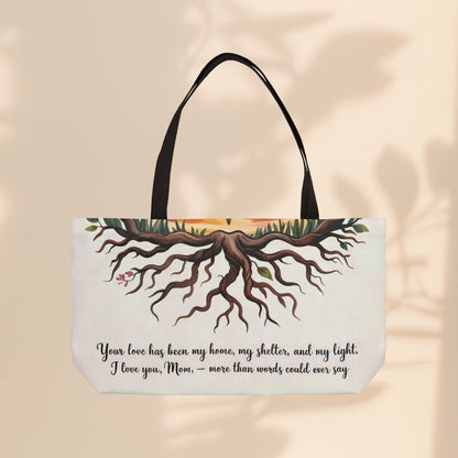 You Gave Me Roots to Grow and Wings to Fly Weekender Tote Bag – Monarch Butterfly & Cherry Blossom Design | 24” × 13” | All-Over Print | Gift for Mom