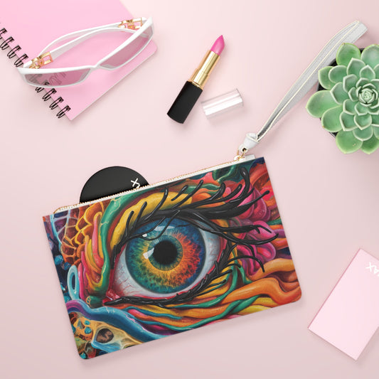 Dragon's Eye Clutch Bag - Mystical Dragon Eye Wristlet Clutch in Saffiano PU Leather, Dragon Gift for Her, Gothic Fantasy Purse