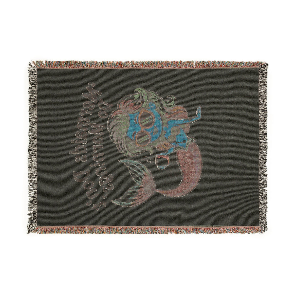 Mermaids Don’t Do Mornings Woven Blanket – Funny Mermaid Throw | 100% Cotton with Fringe | 3 Sizes | Artwork or Photo Finish | Mermaid Gift for Her
