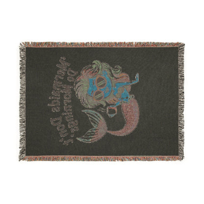 Mermaids Don’t Do Mornings Woven Blanket – Funny Mermaid Throw | 100% Cotton with Fringe | 3 Sizes | Artwork or Photo Finish | Mermaid Gift for Her