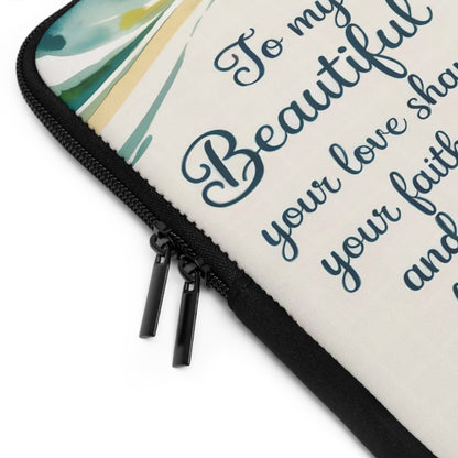 To My Beautiful Mother Laptop Sleeve – Ocean Watercolour Beach Scene | Foam-Padded Water-Resistant Neoprene | 5 Sizes | Gift for Mom
