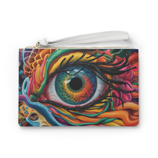 Dragon's Eye Clutch Bag - Mystical Dragon Eye Wristlet Clutch in Saffiano PU Leather, Dragon Gift for Her, Gothic Fantasy Purse