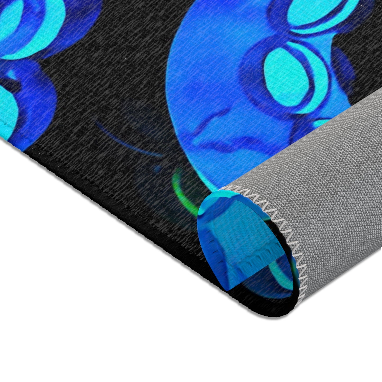 Bioluminescent Octopus Tentacle Area Rug – Electric Blue & Black Deep Sea Art | Non-Slip Backing | 6 Sizes | Fantasy Ocean Home Decor