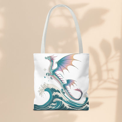 Dragons and Waves Tote Bag, Dragon Lovers Gift