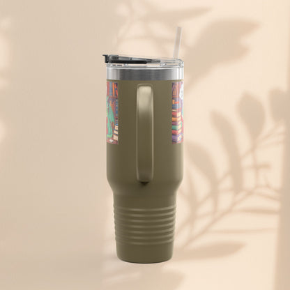 Colorful Insulated Travel Mug, 40oz | How Not To Burn Bridges - It's A Work In Progress - Perfect for Book Lovers, Gifts for Readers