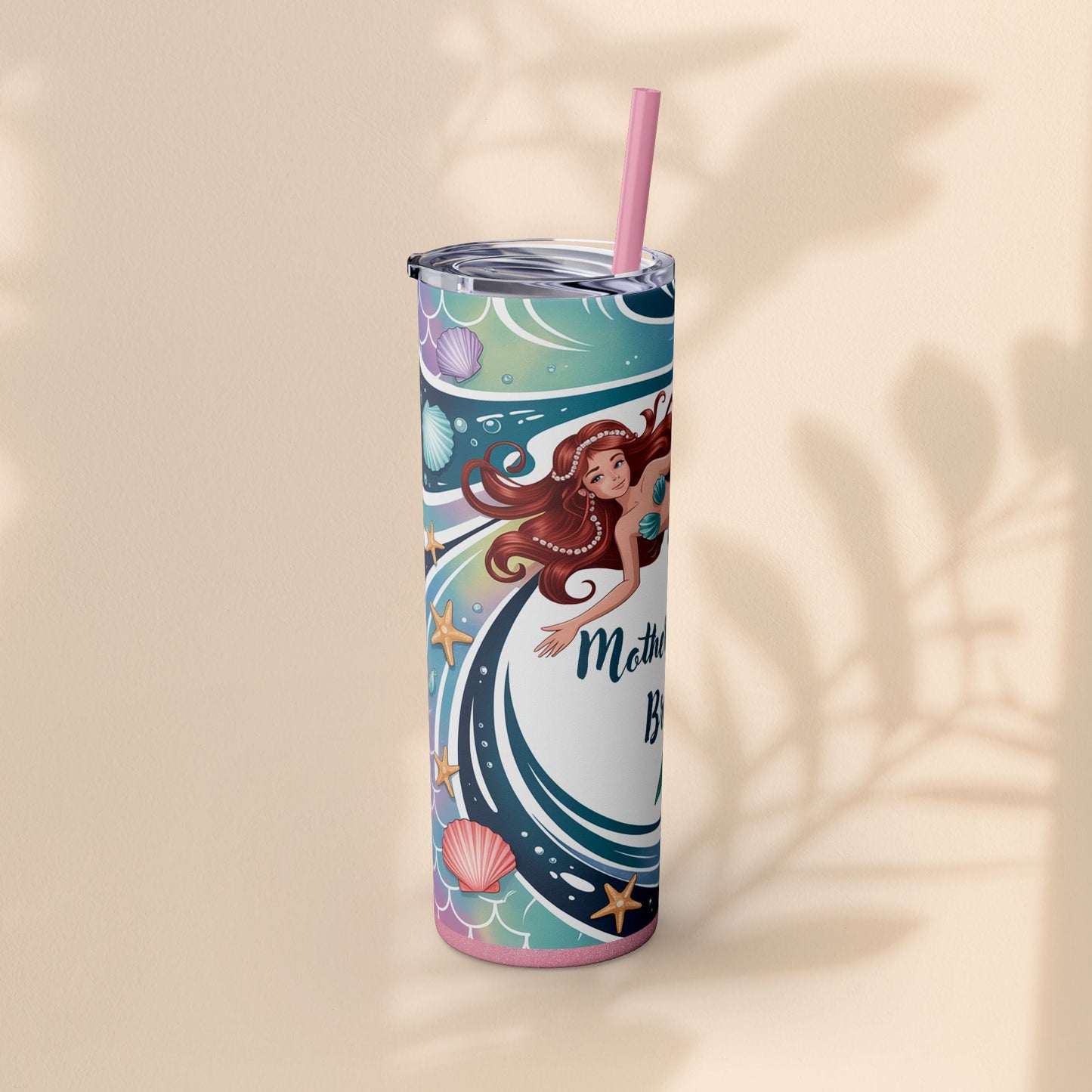 Mermaid Mother of the Bride Tumbler - 20oz Skinny Tumbler Wedding Gift for Mum of the Bride, Beach Wedding Bridal Party Favour
