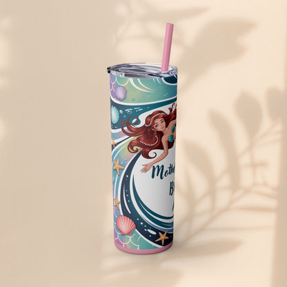 Mermaid Mother of the Bride Tumbler - 20oz Skinny Tumbler Wedding Gift for Mum of the Bride, Beach Wedding Bridal Party Favour