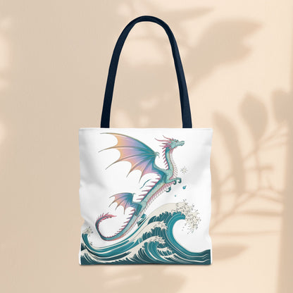 Dragons and Waves Tote Bag, Dragon Lovers Gift