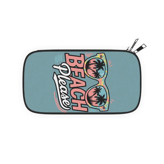 Teal passport wallet with zipper and Beach Please sunglasses graphic