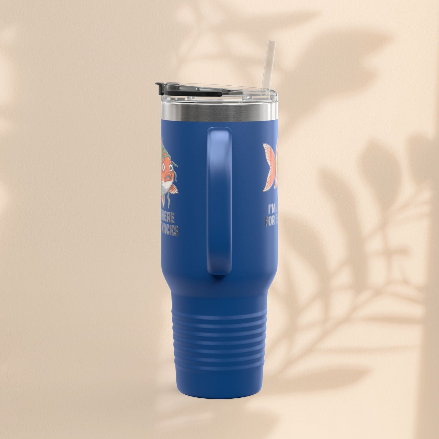 Funny Insulated Travel tumbler - 40oz, Snack Lover Gift, Fish Design Mug, Personalized Gifts for Him