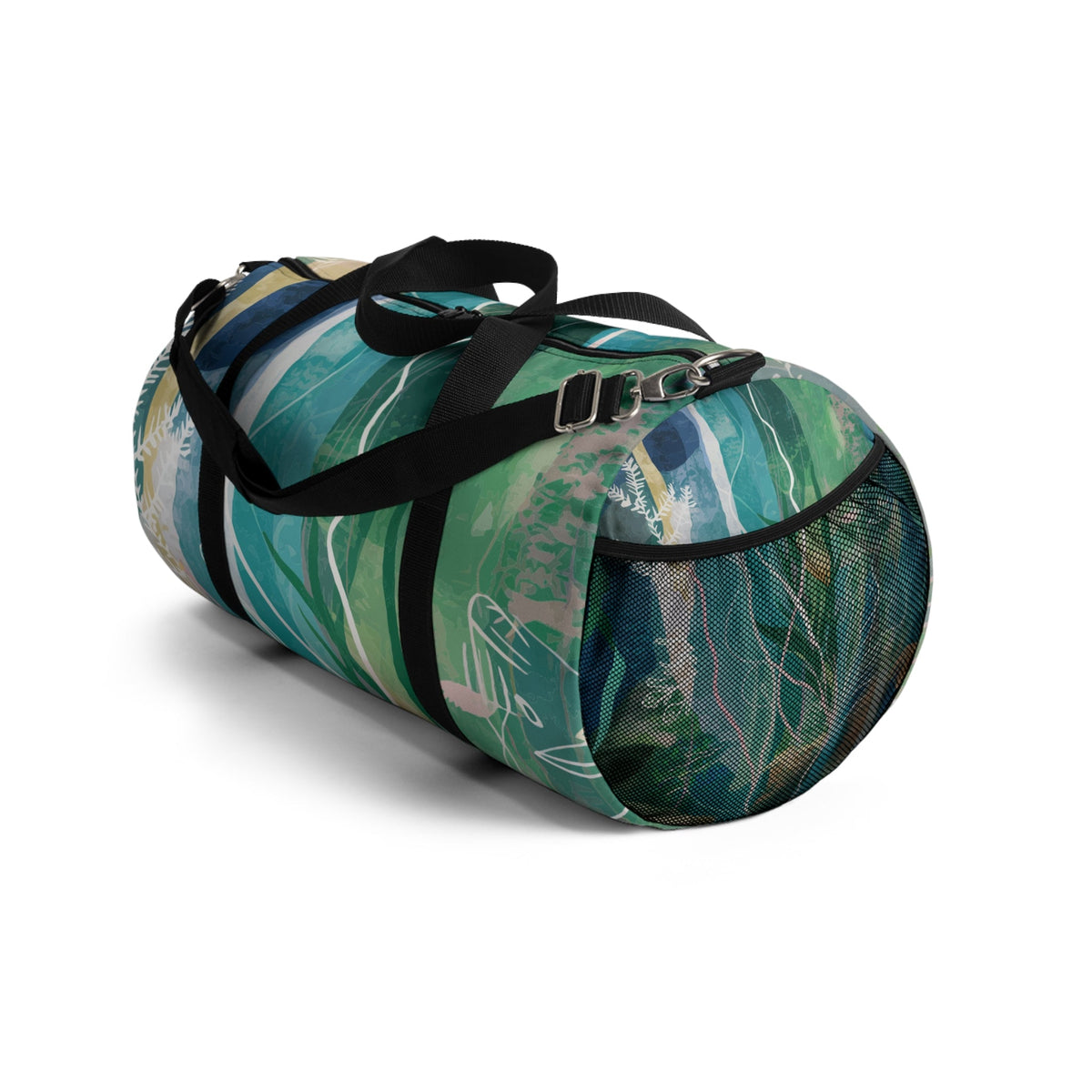 Green Ocean Duffel Bag - Watercolor Underwater Ocean Art Barrel Duffel in Teal, Aqua, and Emerald with Coral and Kelp, Ocean Lover Gift in Small or Large