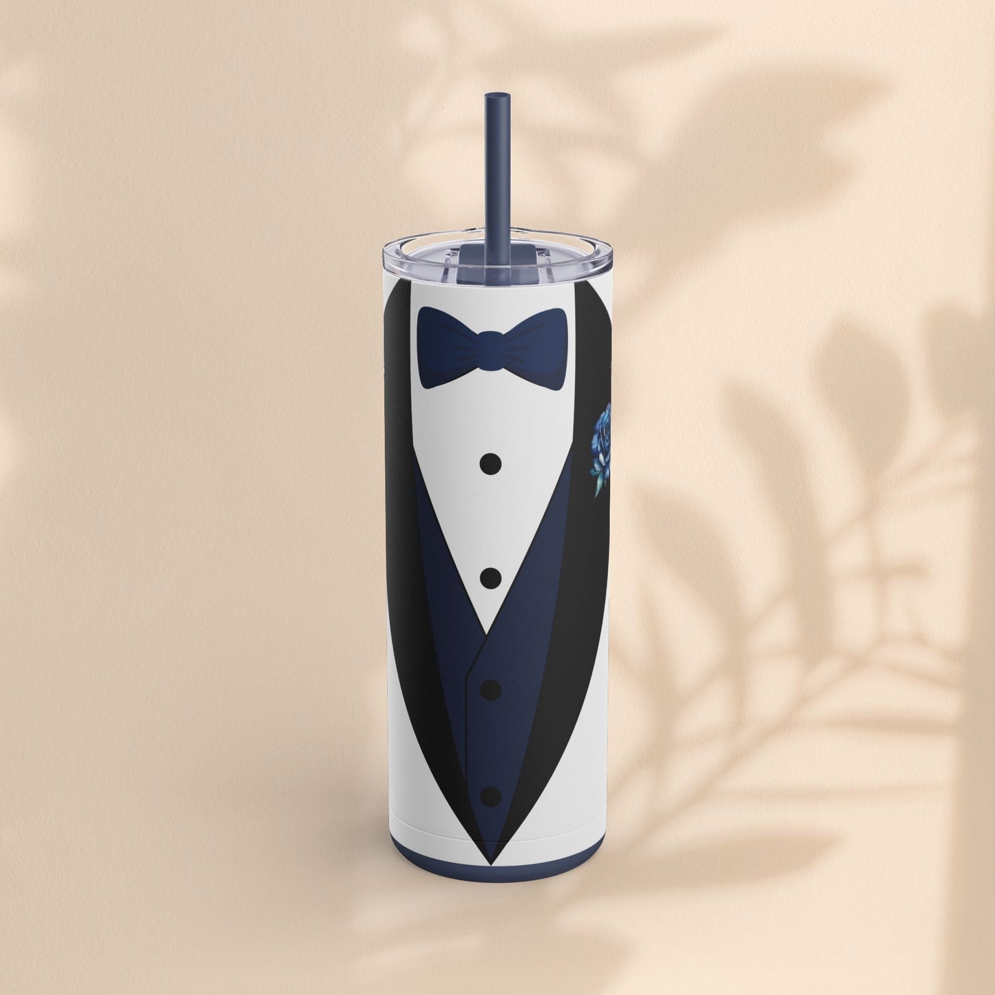 Groom Tuxedo Tumbler, Stylish Groom Tumbler for Weddings, Bachelor Parties, and Gifts, 20oz Matte Skinny Cup, Wedding Party Favor