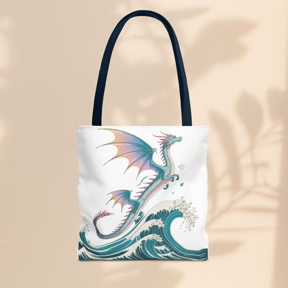 Dragons and Waves Tote Bag, Dragon Lovers Gift