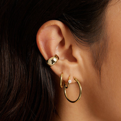 Bezel Hoop Earrings | 18K Gold Vermeil, 9 mm Inner Diameter