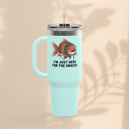 Funny Insulated Travel tumbler - 40oz, Snack Lover Gift, Fish Design Mug, Personalized Gifts for Him