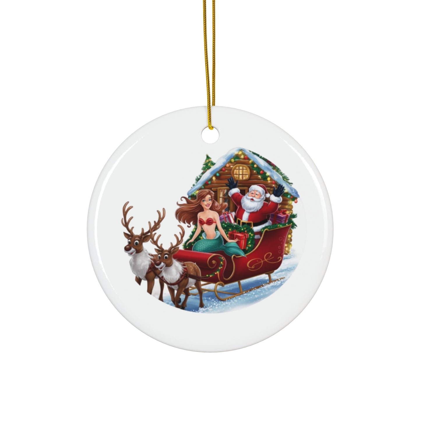 Ceramic Ornament - Mermaid and Santa
