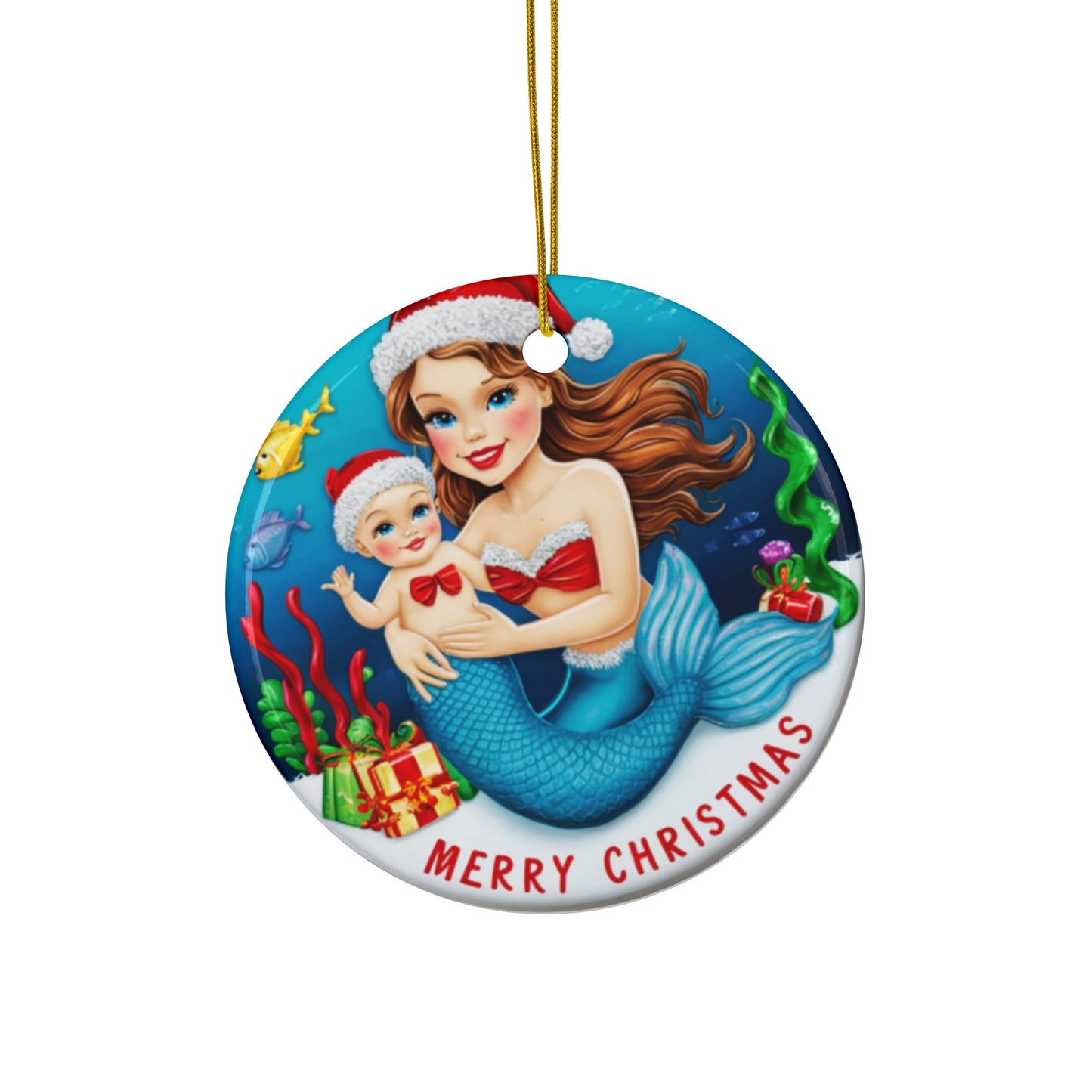 Ceramic Ornament - Mermaid Mom with Baby