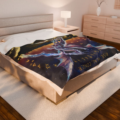 Dragon Velveteen Plush Blanket - Rise Heal Conquer Ice Dragon Fantasy Art Throw, Dragon Lover Gift in 3 Sizes