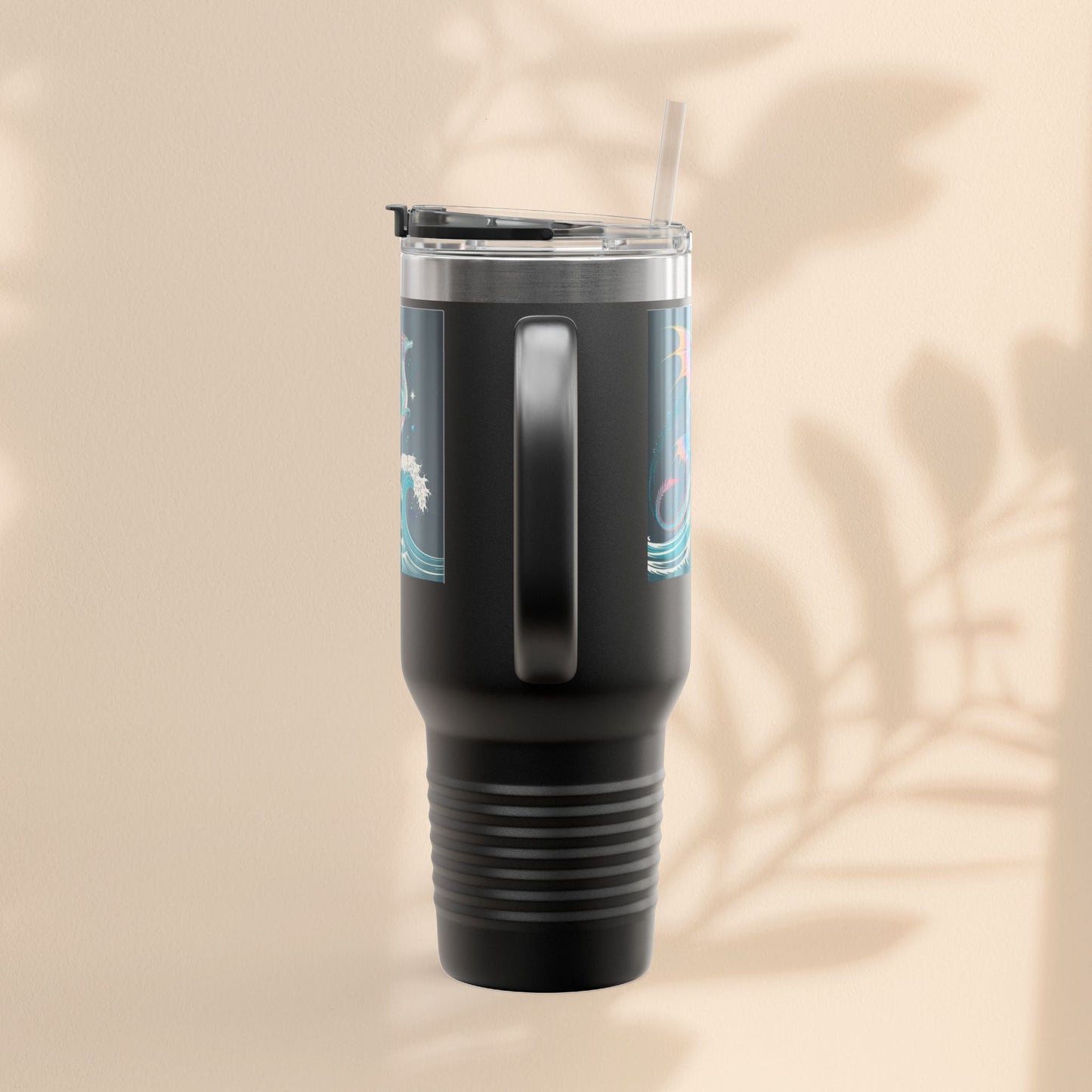 Fantasy-Inspired Insulated Travel Mug, 40oz - Perfect for Adventurers, Dragon and Ocean Lovers, Gift for Birthdays, Travel, and More