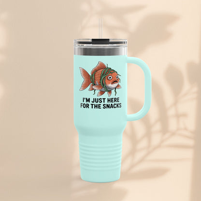 Funny Insulated Travel tumbler - 40oz, Snack Lover Gift, Fish Design Mug, Personalized Gifts for Him