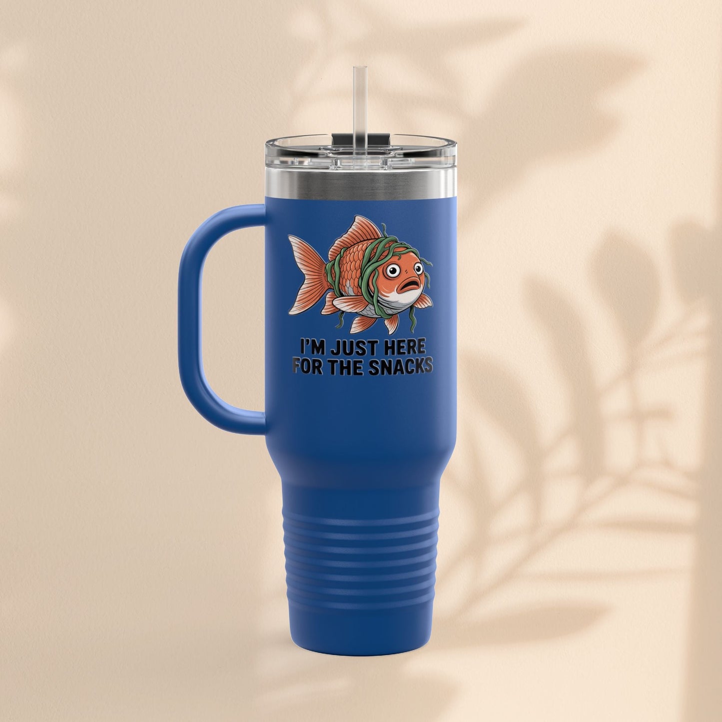 Funny Insulated Travel tumbler - 40oz, Snack Lover Gift, Fish Design Mug, Personalized Gifts for Him