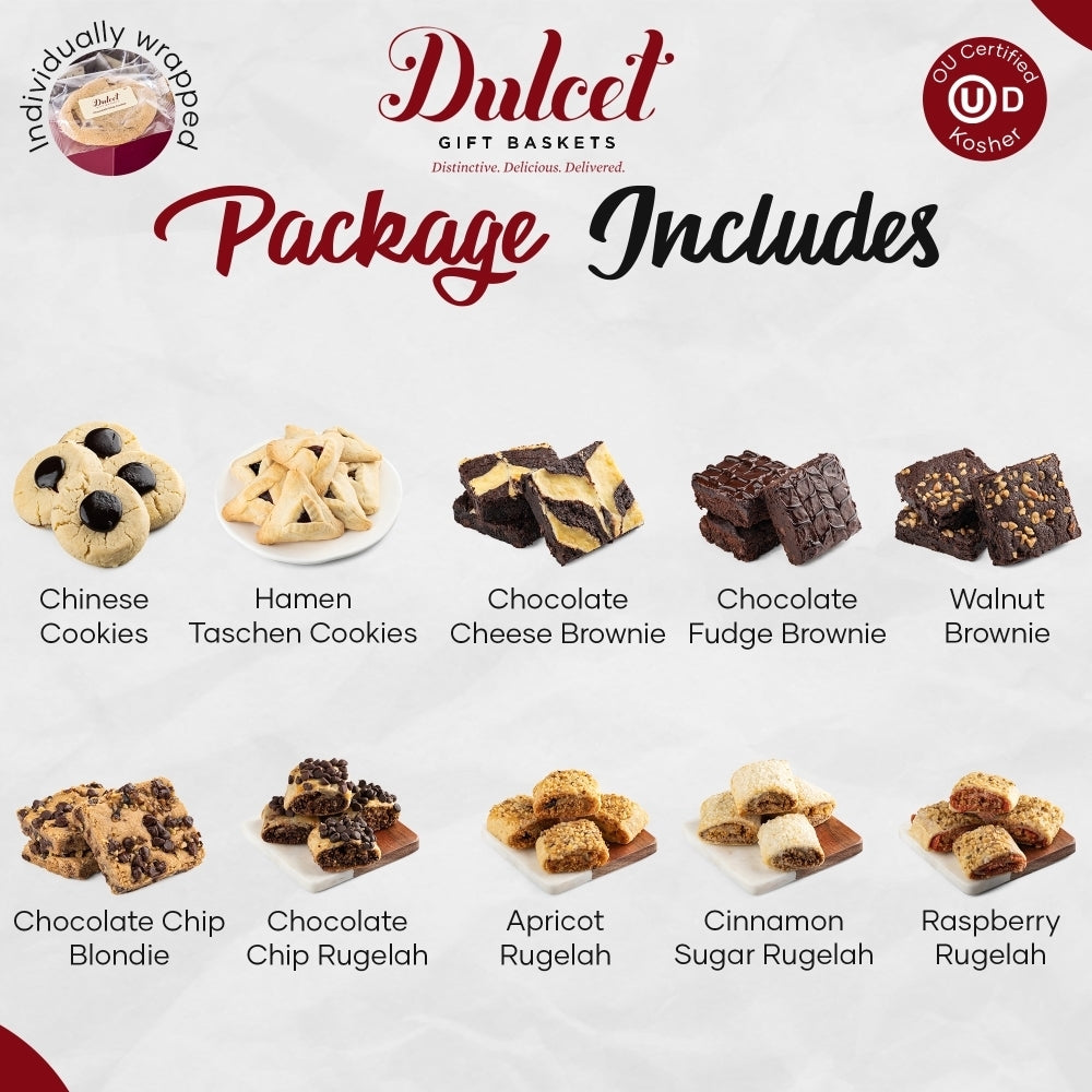 Package includes graphic showing cookie and brownie items in small tray photos