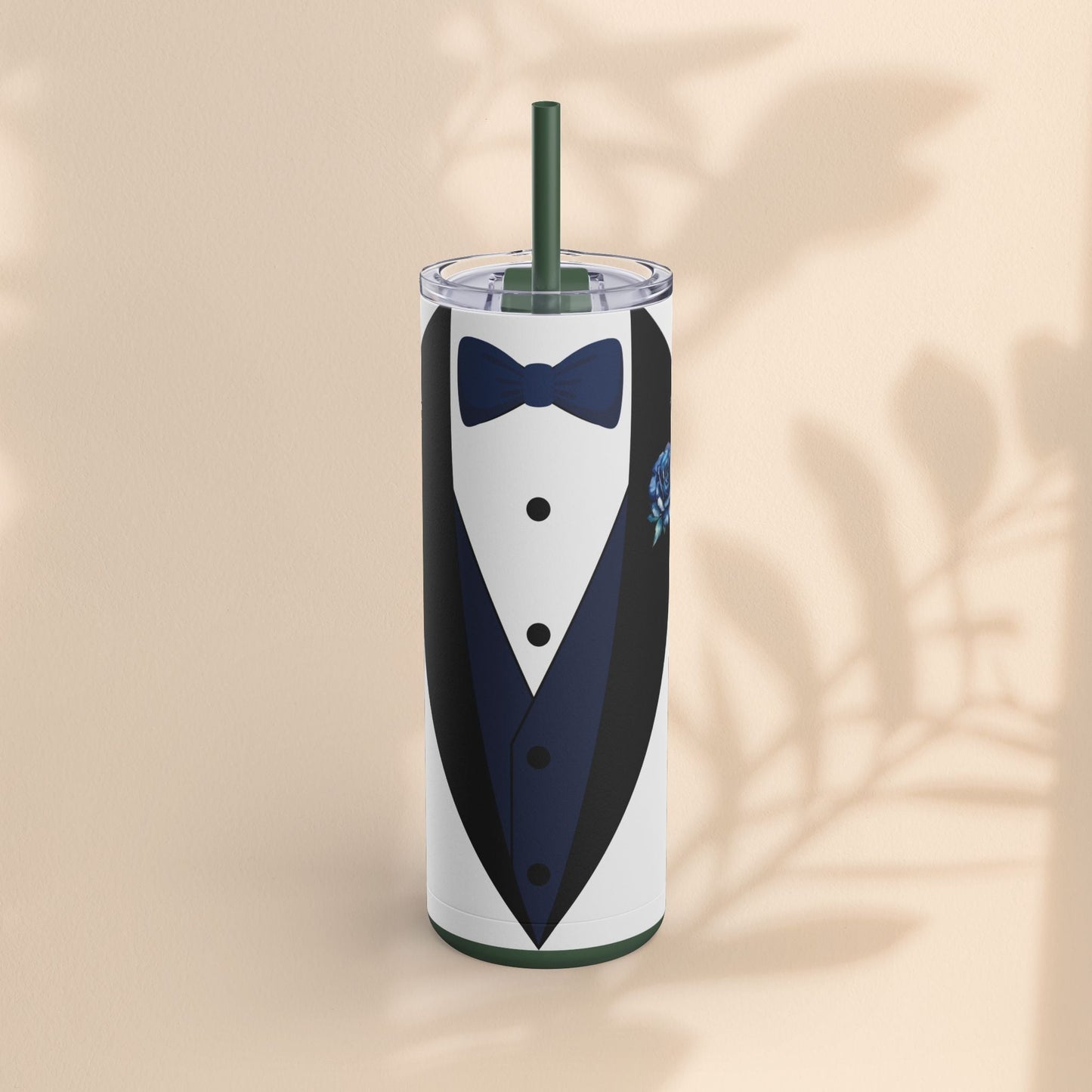 Groom Tuxedo Tumbler, Stylish Groom Tumbler for Weddings, Bachelor Parties, and Gifts, 20oz Matte Skinny Cup, Wedding Party Favor