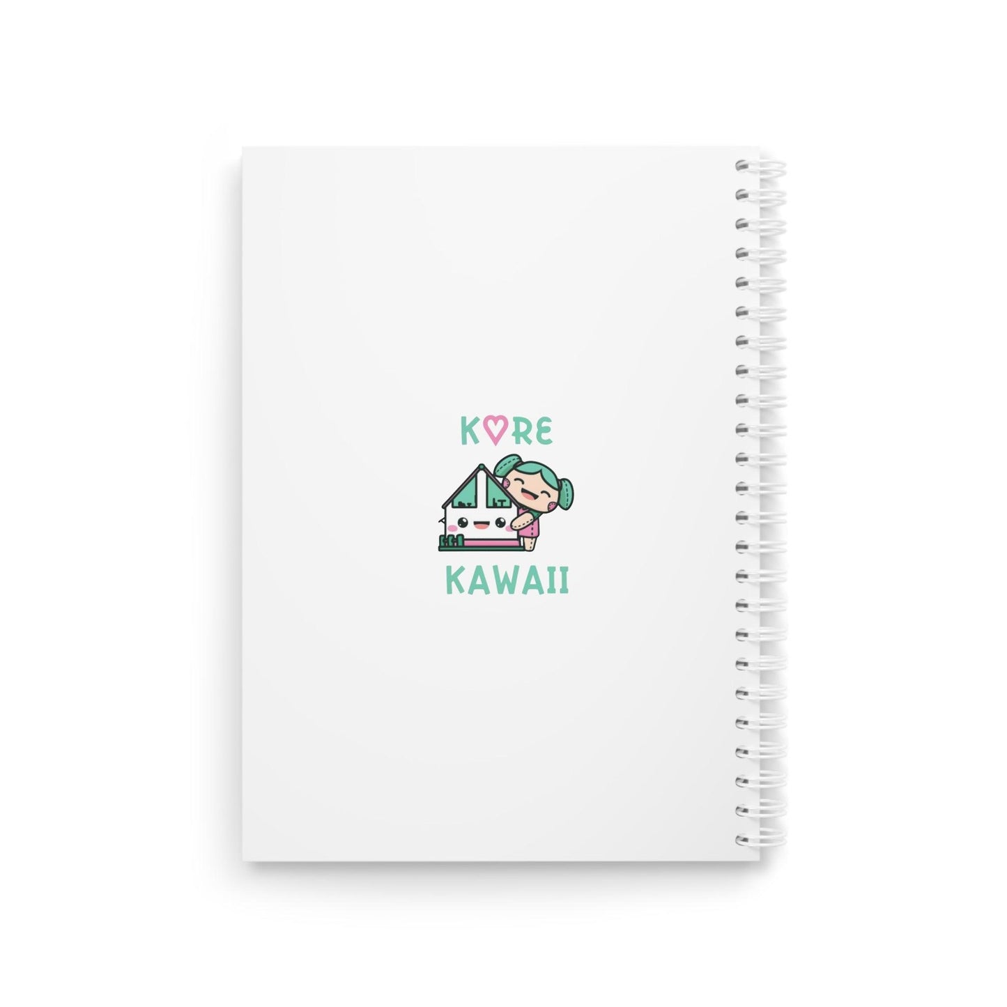 Square spiral notebook cover with “KORE KAWAII” logo and silver coil binding