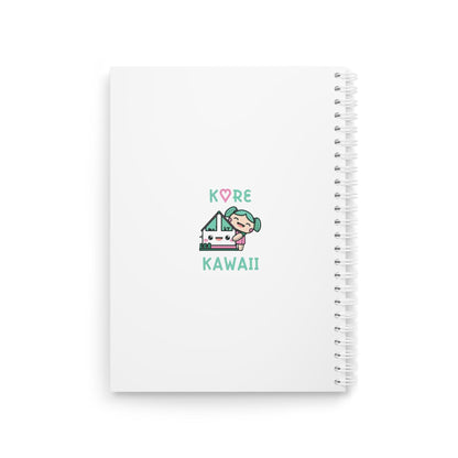 Square spiral notebook cover with “KORE KAWAII” logo and silver coil binding