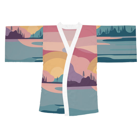 Pastel Scene Kimono - Lightweight Pastel Ocean Sky Wrap for Beach Cover-Ups, Resort Wear, and Everyday Layering XS to 2XL