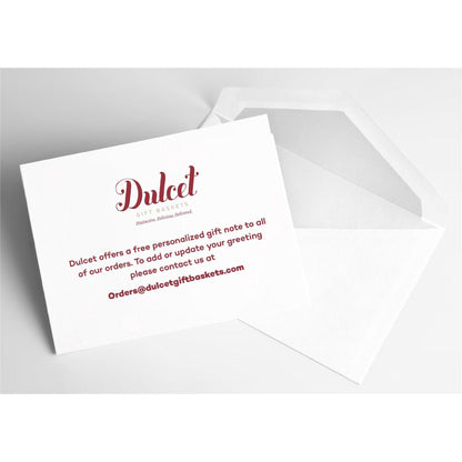 Gourmet Cookie and Brownie Tin: personalized gift note card with white envelope