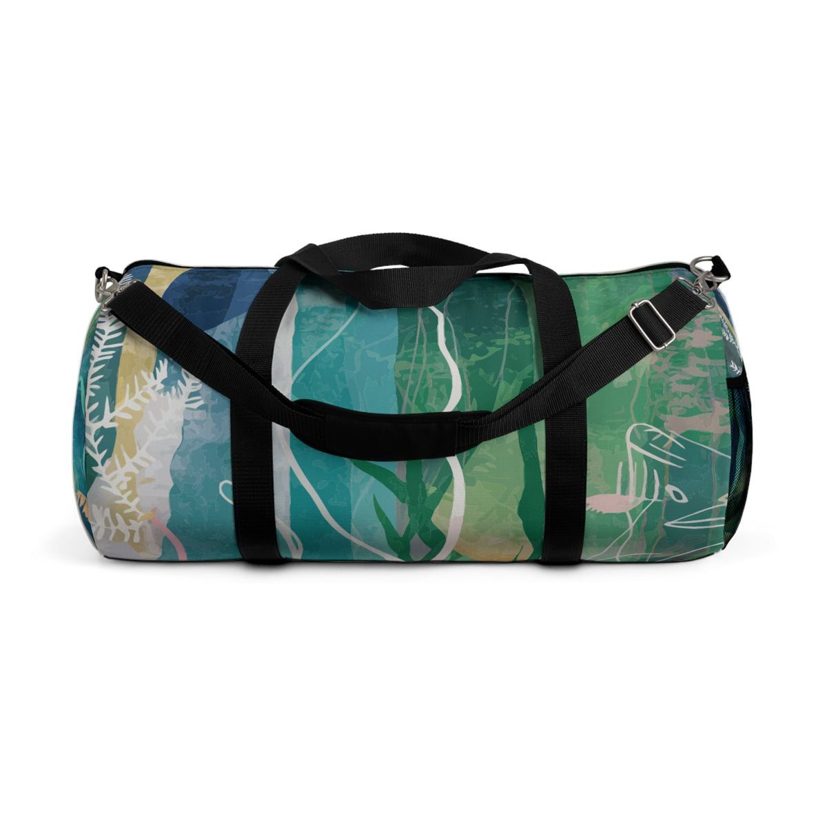 Green Ocean Duffel Bag - Watercolor Underwater Ocean Art Barrel Duffel in Teal, Aqua, and Emerald with Coral and Kelp, Ocean Lover Gift in Small or Large