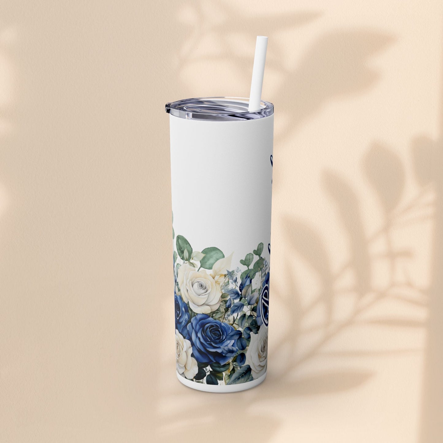 Bridesmaid Bridal Party Skinny Tumbler, 20oz Floral Drinkware, Gift for Bridesmaid, Customized Wedding Favor