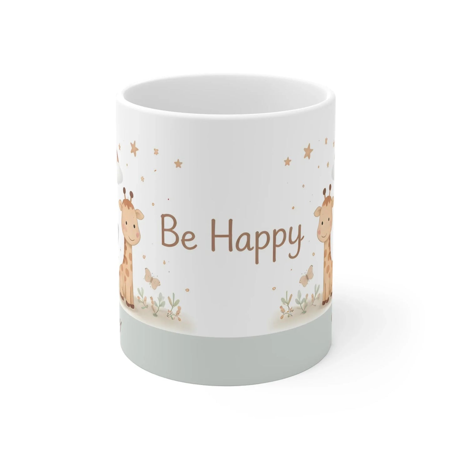 Be Happy Safari Mug — Personalized Cute Giraffe & Elephant Baby Shower Gift - Dream Dragons