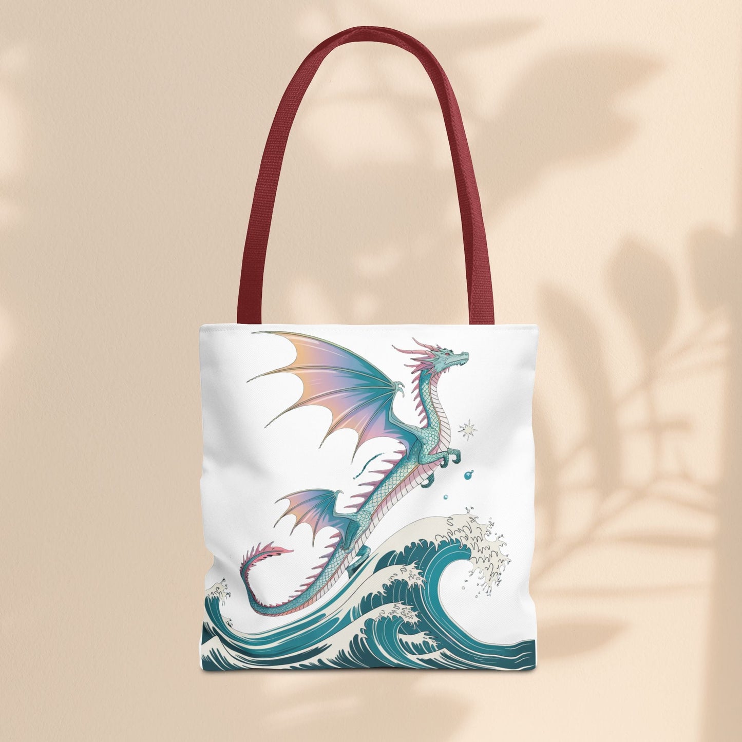 Dragons and Waves Tote Bag, Dragon Lovers Gift