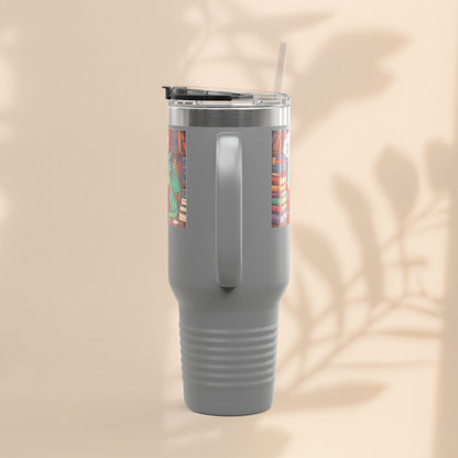 Colorful Insulated Travel Mug, 40oz | How Not To Burn Bridges - It's A Work In Progress - Perfect for Book Lovers, Gifts for Readers