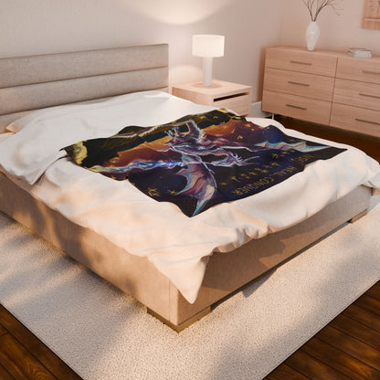 Dragon Velveteen Plush Blanket - Rise Heal Conquer Ice Dragon Fantasy Art Throw, Dragon Lover Gift in 3 Sizes